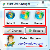 главный интерфейс программы windows 7 start orb changer