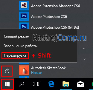 Запуск BIOS (UEFI) на ОС Windows 10