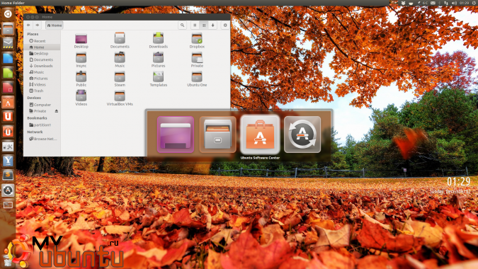 Используем иконки Центра приложений, Центра обновлений и Nautilus из Ubuntu 13.04 с помощью темы My Humanity